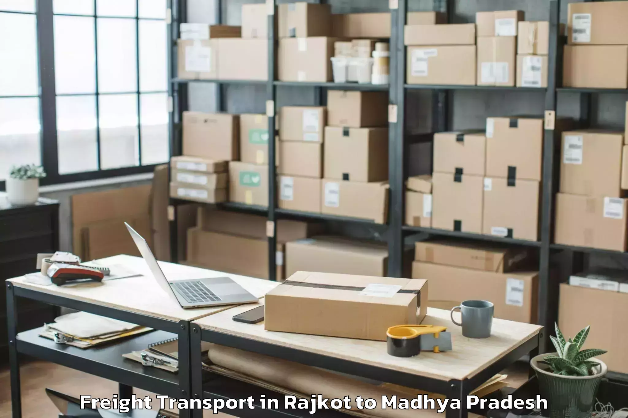 Easy Rajkot to Dabra Freight Transport Booking